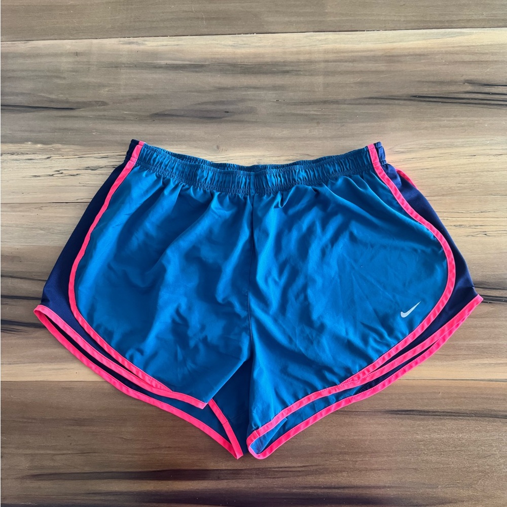 Women's Blue Nike Shorts with Pink Trim